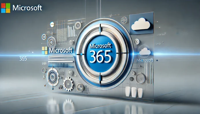 Profesionální obrázek propagující Microsoft 365 a Office 365 služby. Obsahuje logo Microsoft 365 s moderním, čistým designem v barvách bílé, modré a světle šedé. Text zvýrazňuje klíčové nabídky: Licence, Řešení, Implementace A-Z, a Správa systémů. Na spodní části je uvedený call to action "Úvodní konzultace zdarma". Pozadí je minimalistické s jemnými grafickými prvky, jako jsou síťová spojení, ikony cloudu a Office 365, které zdůrazňují digitální charakter služeb.